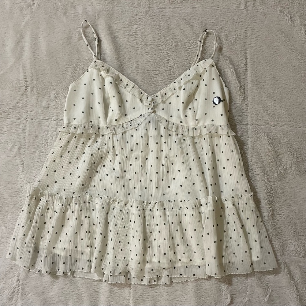 NWT Abercrombie & Fitch Black & White Polkadot Sleeveless Top / Size XS